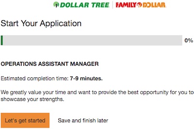 Dollar Tree job application form online